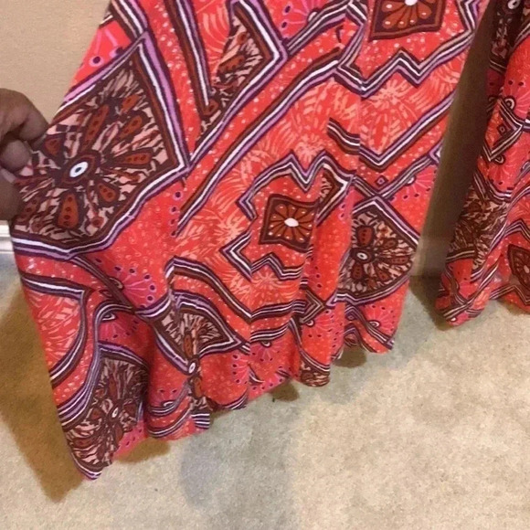 Anthropologie Floral Boho 70’s Styling Extra Wide Leg Pant Zip Front- Size 4 - Picture 9 of 10